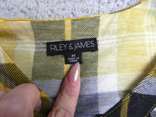 Load image into Gallery viewer, Riley &amp; James Shirt Womens 3X Yellow Black Button Up Tie Blouse Plus Ladies
