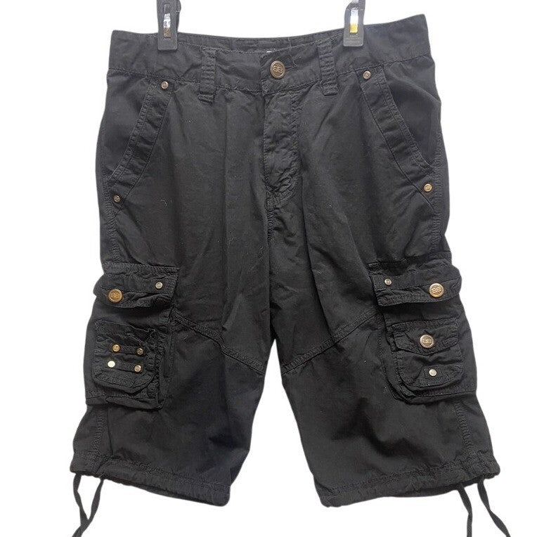 Benjamin Black Shorts Adult 30 Cargo Black Snaps Pockets Casual Outdoor
