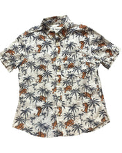 Load image into Gallery viewer, Goodfellow &amp; Co Shirt Adult Large White TIGERS Palm Tree AOP Hawaiian Slim Mens
