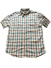 Load image into Gallery viewer, Marmot Shirt Adult Medium Teal Brown Plaid Button Up Casual Camp Outdoor Mens
