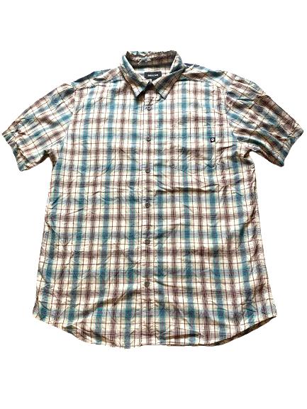 Marmot Shirt Adult Medium Teal Brown Plaid Button Up Casual Camp Outdoor Mens