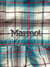 Load image into Gallery viewer, Marmot Shirt Adult Medium Teal Brown Plaid Button Up Casual Camp Outdoor Mens
