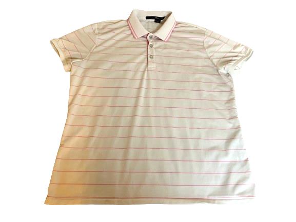 Ralph Lauren RLX Shirt Womens Extra Large Off White Striped Preppy Golf Polo