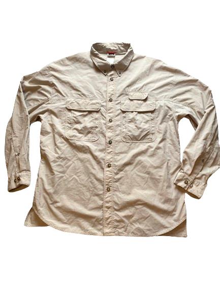 The North Face Shirt Adult Large Taupe Flap Pockets 100% Nylon Outdoor Mens