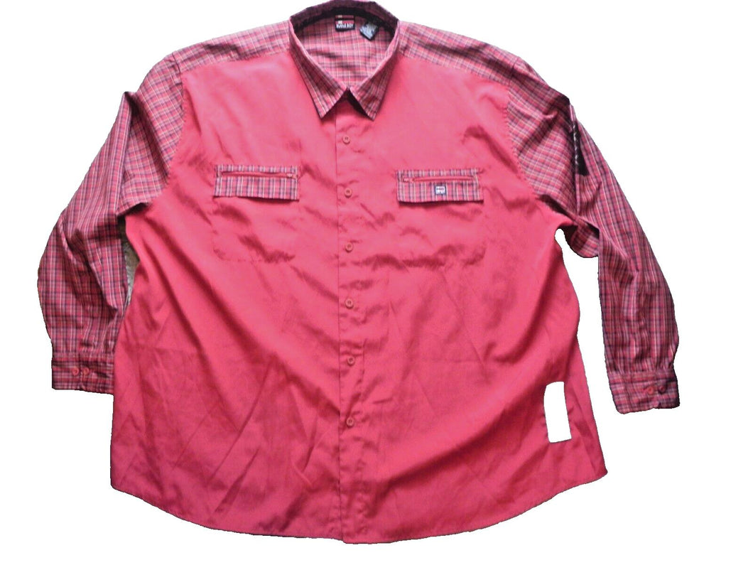 Bugle Boy Jean Adult 3X Button Up Long Sleeve Zip Pocket Viscose Woven Mens