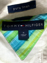 Load image into Gallery viewer, Tommy Hilfiger Shirt Adult Medium Pure Linen Button Up Flip Cuffs Contrast Mens
