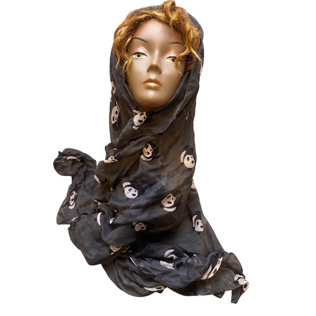 GERINLY Panda Scarf Sheer Black White AOP 70