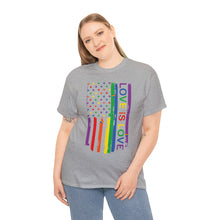 Load image into Gallery viewer, Love Is Love T-Shirt, Rainbow Shirts, Gay Pride Tshirt, Rainbow Tee, American Flag T-Shirt, Pride Month Shirts, Love Is Love Shirt, Equality
