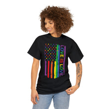 Load image into Gallery viewer, Love Is Love T-Shirt, Rainbow Shirts, Gay Pride Tshirt, Rainbow Tee, American Flag T-Shirt, Pride Month Shirts, Love Is Love Shirt, Equality
