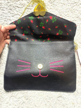 Load image into Gallery viewer, Betsey Johnson Black Cat Clutch Gold Chain Crossbody Envelope Purse NWT
