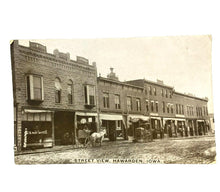 Load image into Gallery viewer, 1908 Real Photo Postcard Street Scene Hawarden Iowa US Post Office Horse Buggy

