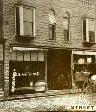 Load image into Gallery viewer, 1908 Real Photo Postcard Street Scene Hawarden Iowa US Post Office Horse Buggy
