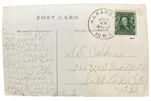 Load image into Gallery viewer, 1908 Real Photo Postcard Street Scene Hawarden Iowa US Post Office Horse Buggy
