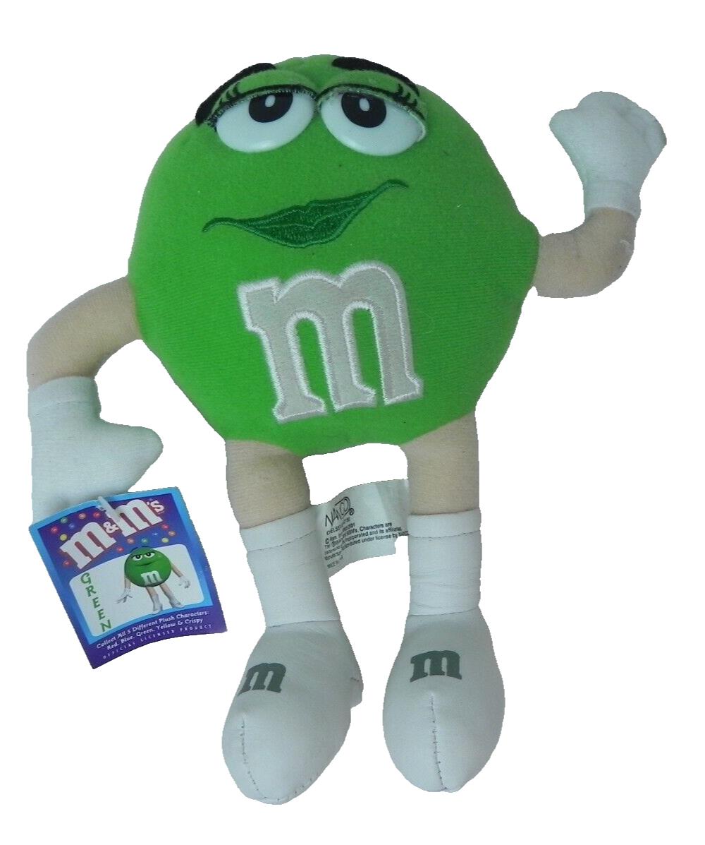 Vintage Nanco 2001 Green M&M Plush 8 Inch Ornament Y2K New with Tag!