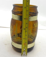 Load image into Gallery viewer, Amber Brown Texas Souvenir Barrel Mug Glass Cup Wood Handle Alamo Cotton Bowl
