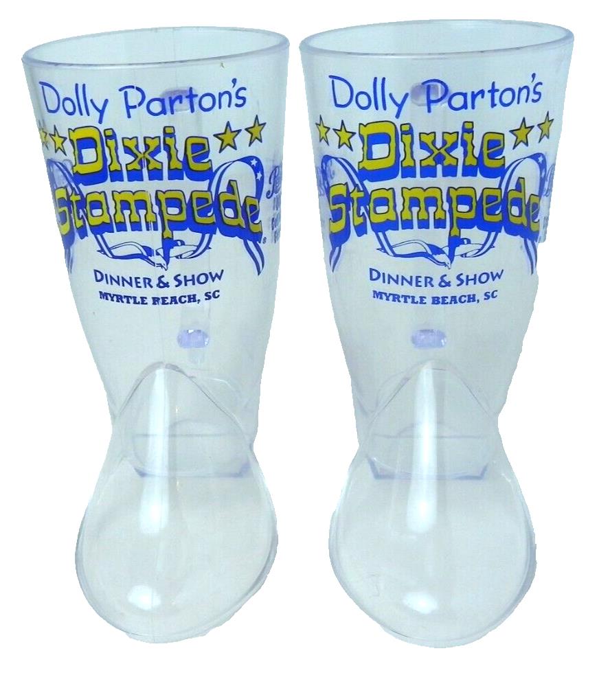 2 VTG Dolly Parton Mug Cowboy Boot Dixie Stampede 2003 Myrtle Beach SC Pepsi