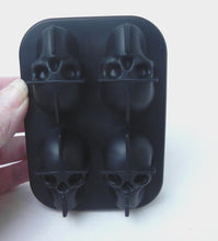 Load image into Gallery viewer, 3D Silicone Mold Skull Ice Cube Maker Black
