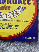 Load image into Gallery viewer, 1934 Old Milwaukee Beer Label IRTP More Than 4% Cammarano Bros. Tacoma WA
