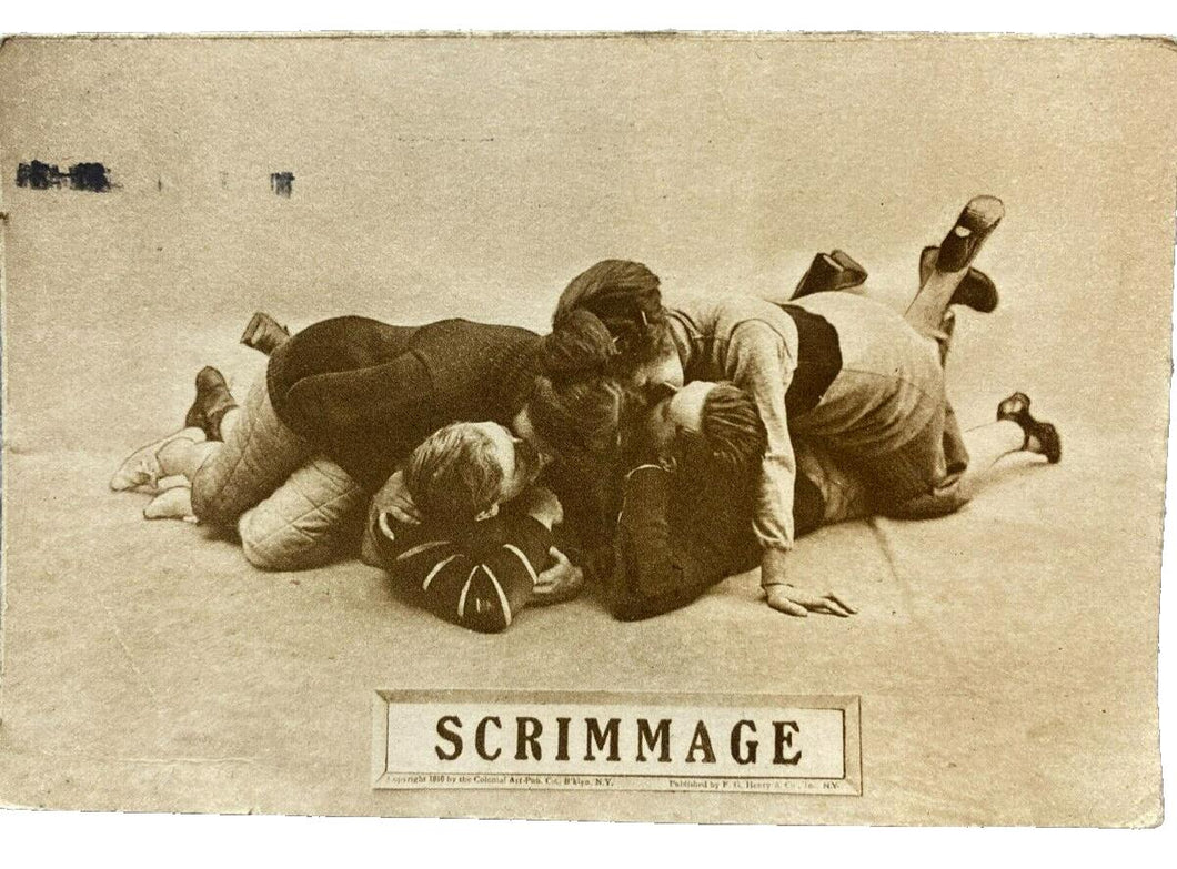 1910 Scrimmage Real Photo Postcard Couples Kissing Football Postmarked