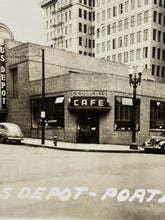 Load image into Gallery viewer, 1949 Bus Depot Real Photo Postcard RPPC Portland Oregon Buses Cars Street Scene
