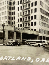 Load image into Gallery viewer, 1949 Bus Depot Real Photo Postcard RPPC Portland Oregon Buses Cars Street Scene
