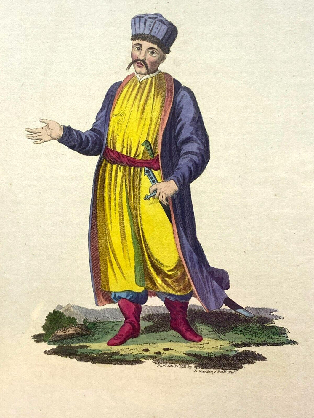 Antique Edward Harding Art Print Engraving Costume of Russian Empire Kabardian