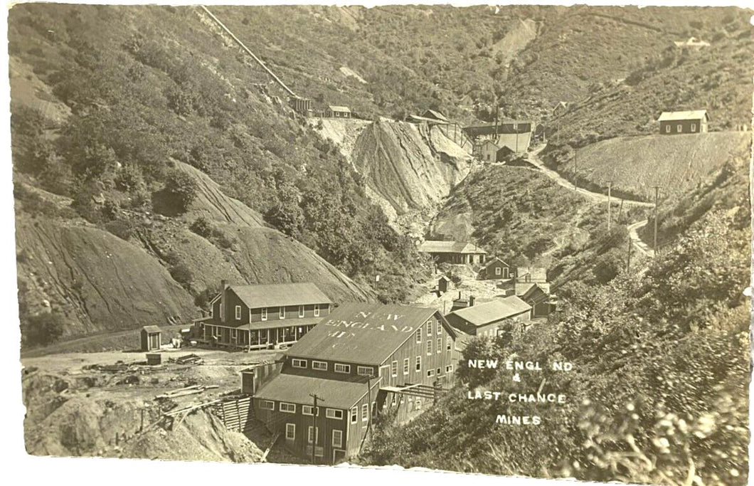 1910 Real Photo Postcard New Engl ND Last Chance Mines Mining Town Mountain RPPC
