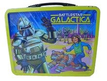 Load image into Gallery viewer, BattleStar Galactica Lunchbox Bif Bang Pow! Retro Tin Tote 2013 NEW
