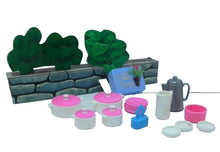 Load image into Gallery viewer, Barbie Doll Lot Vintage Dream Kitchen Pots Plates Stamp Planter Pitcher Case
