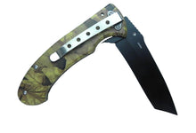 Load image into Gallery viewer, Bullet Assisted Folding Knife Green Leaves Print Handle Tactical Outdoor
