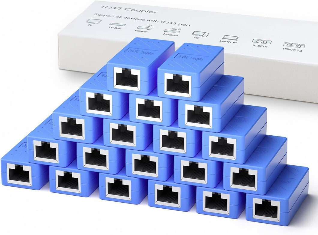 20X RJ45 Coupler, Plug Play Ethernet Cable Extender Adapter in-line Coupler  NEW
