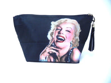 Load image into Gallery viewer, Marilyn Monroe Accessory Makeup Bag Pouch Black Fringe Corner Zip
