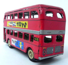 Load image into Gallery viewer, Antique Vintage Tin Litho Friction Double Decker Bus Car Toy w/ Graphics  MF844
