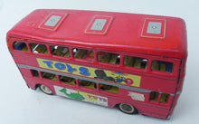 Load image into Gallery viewer, Antique Vintage Tin Litho Friction Double Decker Bus Car Toy w/ Graphics  MF844
