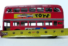 Load image into Gallery viewer, Antique Vintage Tin Litho Friction Double Decker Bus Car Toy w/ Graphics  MF844
