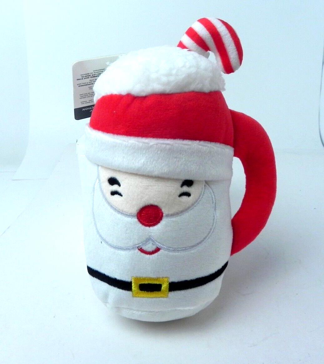 Giftable World Plush Xmas Cup Santa Stuffed Dog Pet Toy With Squeaker
