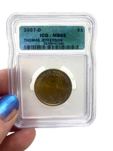 Load image into Gallery viewer, 2007-D Thomas Jefferson Coin Presidential Dollar ICG-MS65 Collectible
