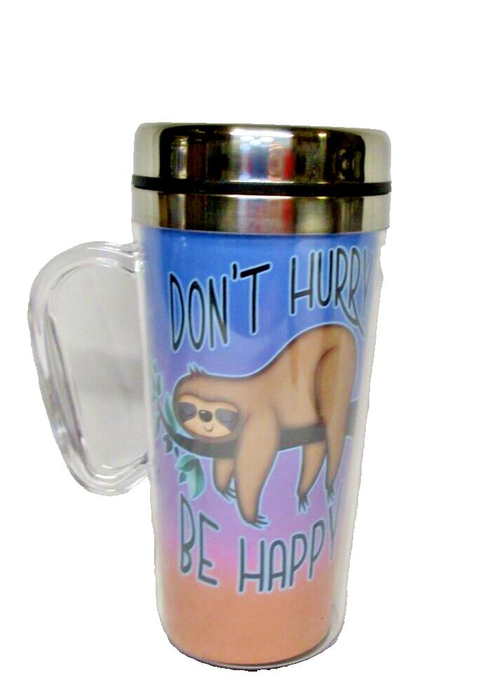 Spoontiques Insulated Travel Mug - Sloth Don't Hurry Coffee Cup - NIB - 724-0985