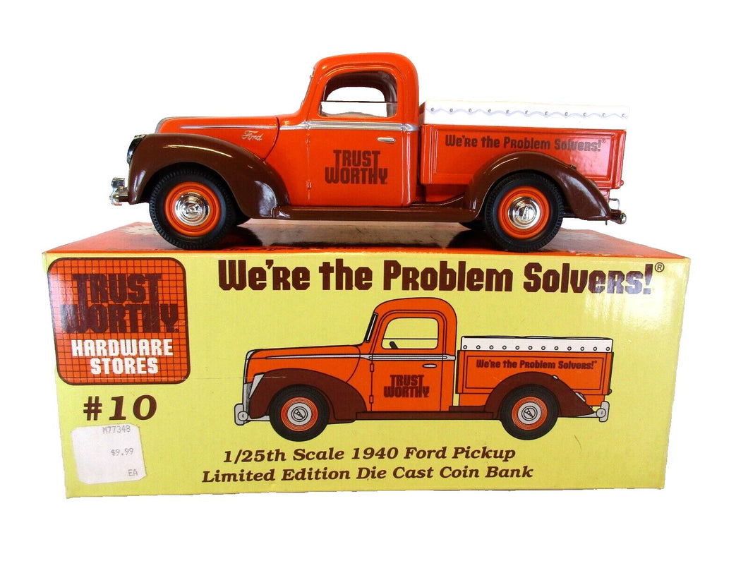 1:25 Scale Trust Worthy #10 Limited Edition 1940 Ford Pickup Die Cast Bank
