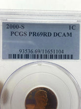 Load image into Gallery viewer, 2000-S Lincoln Lincoln Head Cent San Francisco Mint PCGS PR69RD DCAM
