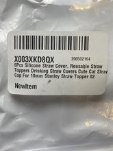 Load image into Gallery viewer, Cat Silicone Straw Covers Reusable Toppers Kawaii Bar Drinking Plug Tips 6pcs
