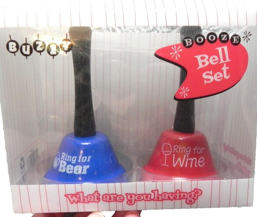 Buzzy Booze Bell Set Ring for Wine Beer NEW *box damaged*