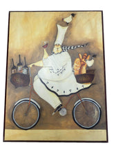 Load image into Gallery viewer, 2PC Jennifer Garant Fat Chef Bicycle Framed Art Tile Wall Art Kitchen Home Decor
