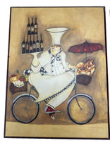 Load image into Gallery viewer, 2PC Jennifer Garant Fat Chef Bicycle Framed Art Tile Wall Art Kitchen Home Decor
