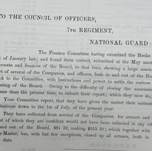 Load image into Gallery viewer, 1858 Report of the Finance Committee National Guard 7th Regiment
