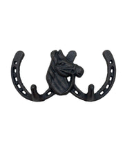 Load image into Gallery viewer, Cast Iron Rust Finish Horseshoe Horse Coat Hook Wall Home Decor
