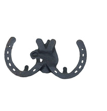 Load image into Gallery viewer, Cast Iron Rust Finish Horseshoe Horse Coat Hook Wall Home Decor
