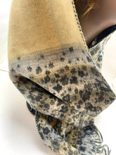 Load image into Gallery viewer, Cashmere Scarf Made in Scotland Blue Beige Floral Fringe Shawl Scarves
