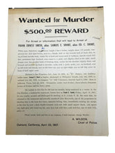 Load image into Gallery viewer, 1907 Wanted For Murder Poster Oakland California Original Antique Ephemera Alias
