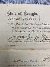 Load image into Gallery viewer, 1893 Savannah GA Arrest Warrant 10 Day Sentence Seal Antique Ephemera
